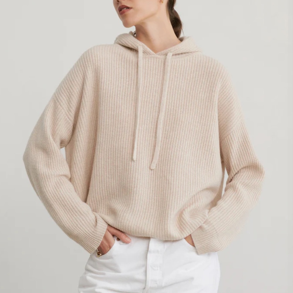Jenni Kayne Cashmere Fisherman Hoodie in Oatmeal